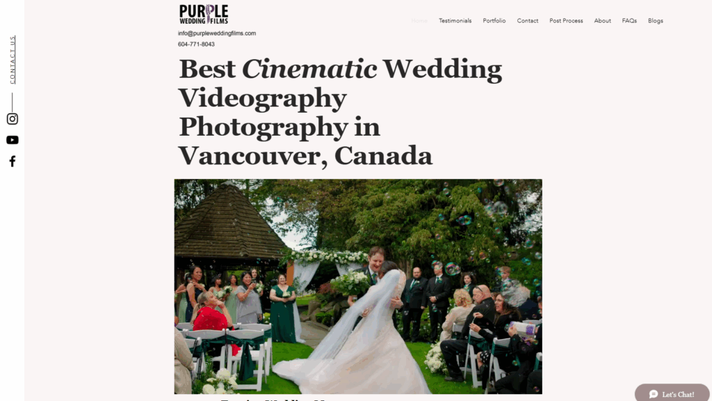 purple wedding films homepage