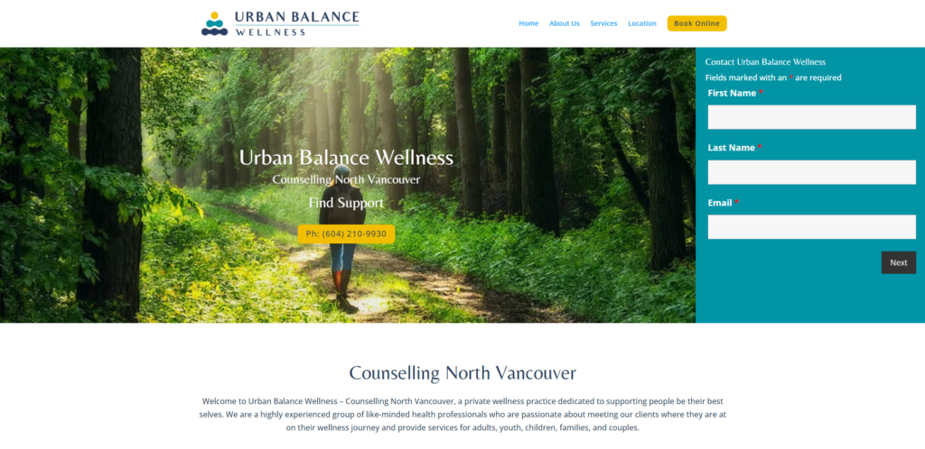Urban Balance Wellness homepage